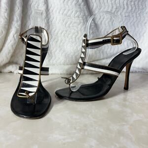 Vintage Brian Atwood Strappy Gladiator Square Toe Heeled Sandals Womens Sz 39